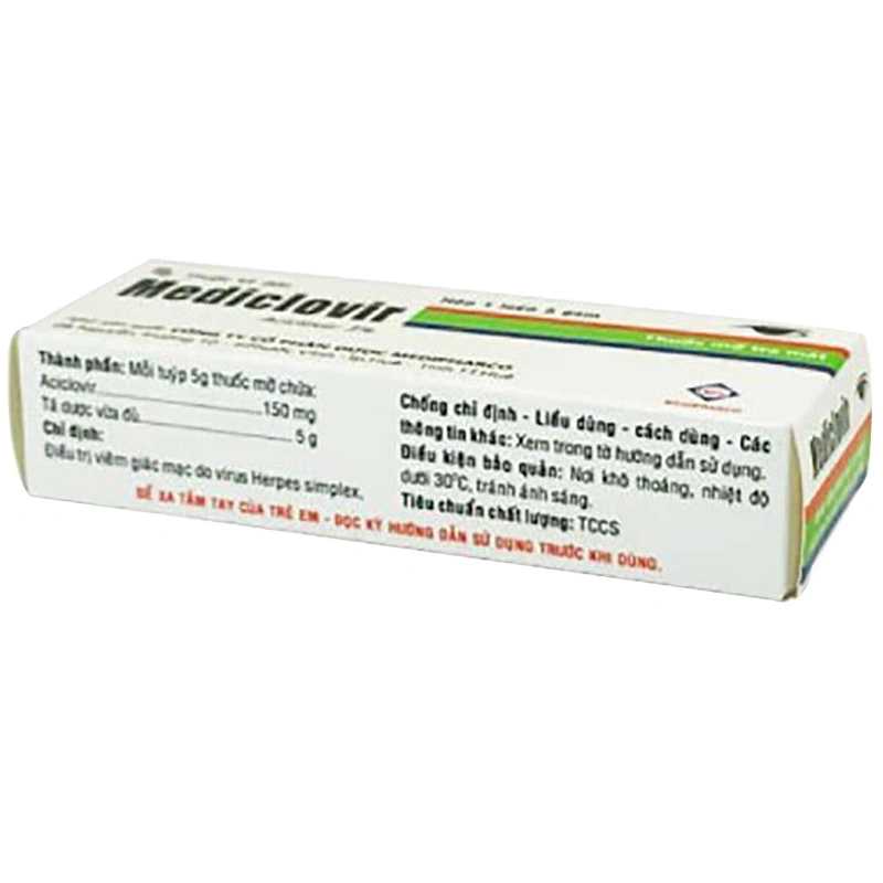 Thuốc mỡ tra mắt Mediclovir 3% điều trị viêm giác mạc do virus herpes simplex tuýp 5g - 1